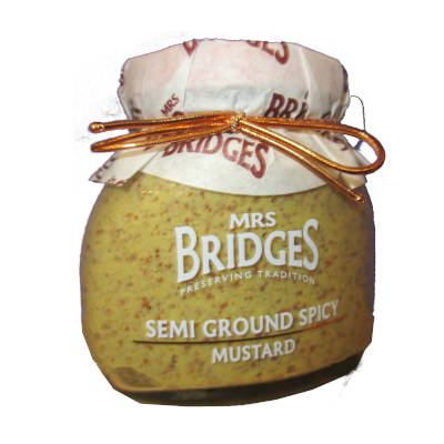 tarro de cristal con mostaza picante semi marca Mrs bridges