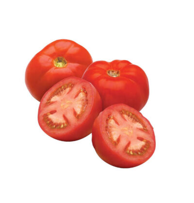 dos tomates bola enteros y otro tomate bola partido por la mitad en dos trozos